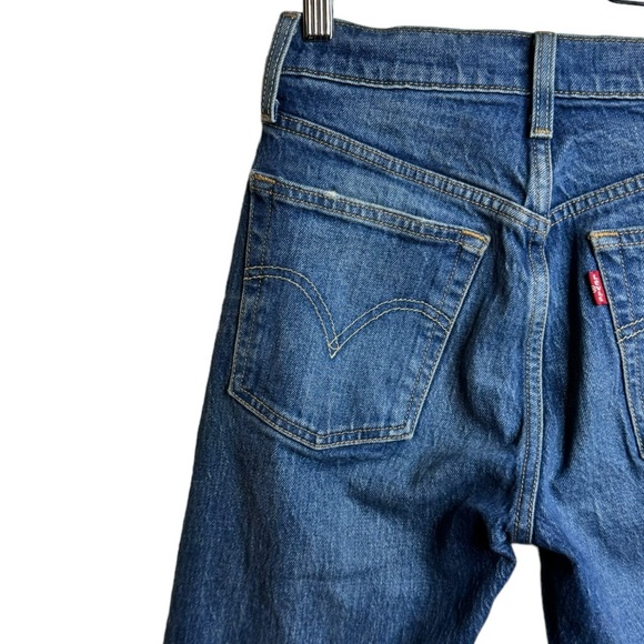 Levi's 501S High Rise Straight Leg Blue Cut Off Raw Hem Red Tab Denim Jeans 24 - Picture 10 of 16